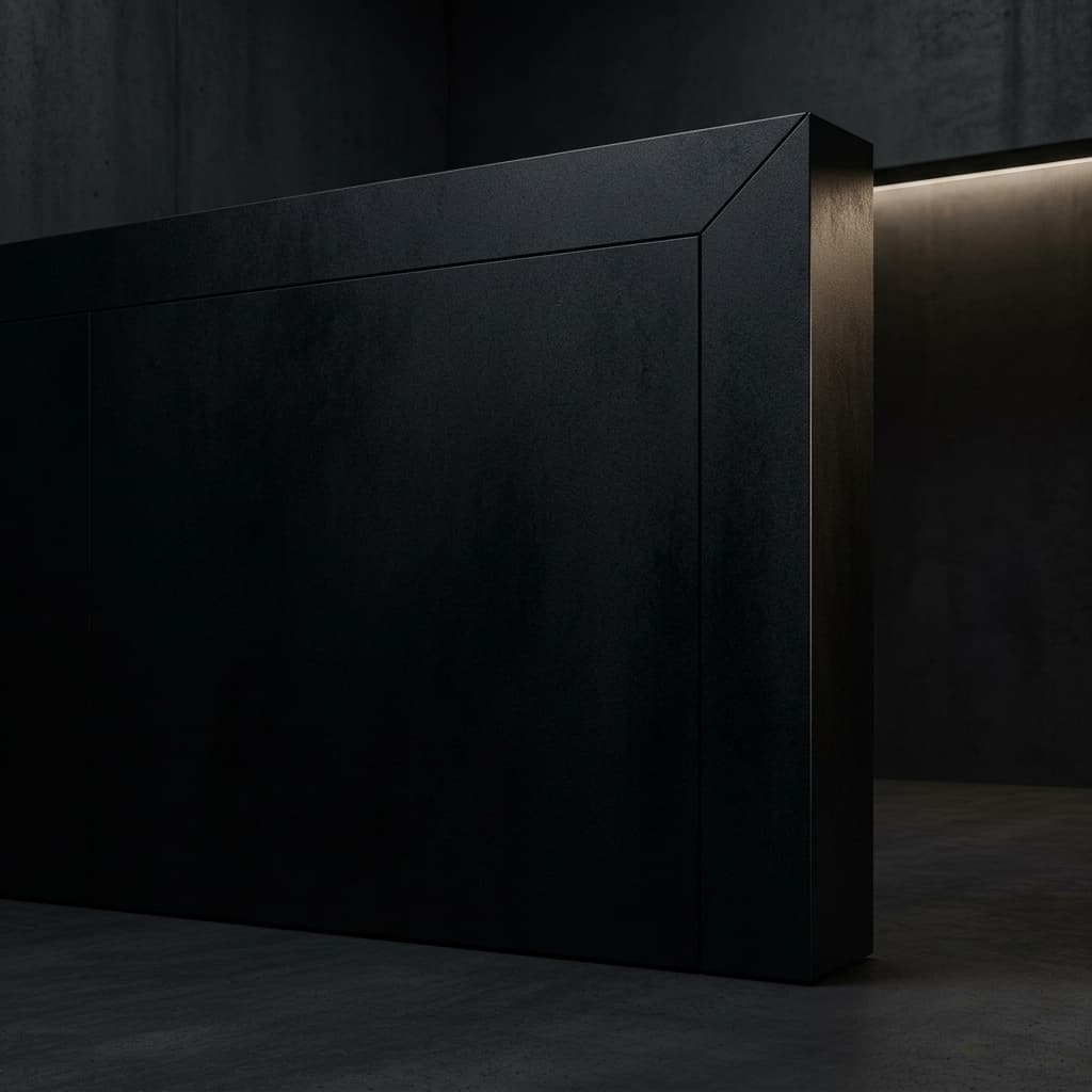 A sleek, black obsidian surface with no reflections — a visual metaphor for zero-cloud data storage and absolute digital privacy in journaling